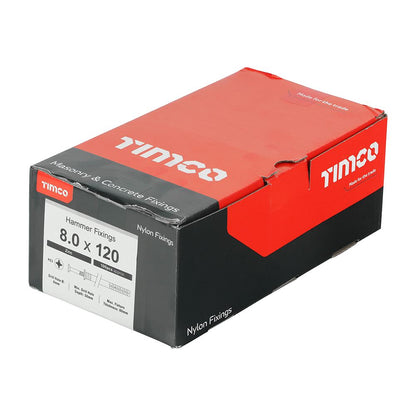 TIMCO Nylon Hammer Fixing Zinc 8.0 x 120 Pack 100