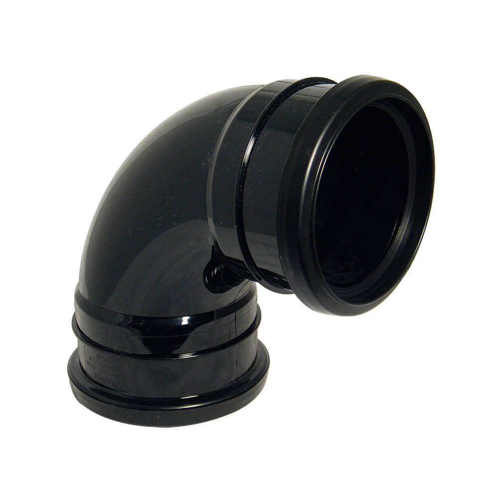 FLOPLAST RING-SEAL BEND 92.5(2XSOCKET);4" SOIL/110MM BK