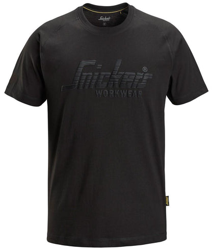 Snickers Workwear Logo T-Shirt Black Size Large Premium Cotton Short Sleeve Crew Neck Work T-Shirt for Tradesmen Construction Industrial and Everyday Wear