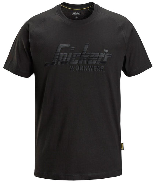 Snickers Workwear Logo T-Shirt Black Size Large Premium Cotton Short Sleeve Crew Neck Work T-Shirt for Tradesmen Construction Industrial and Everyday Wear