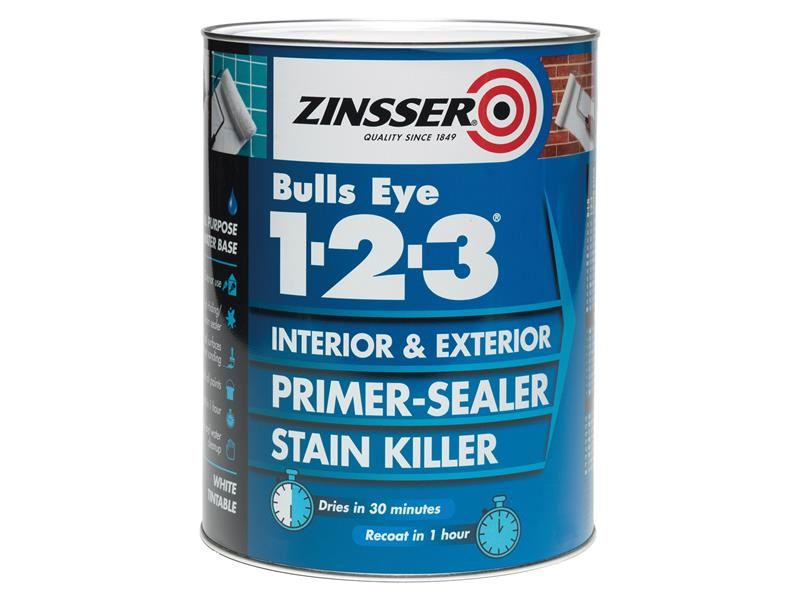 ZIN Bulls Eye  1-2-3 Primer & Sealer Paint White 5 litre