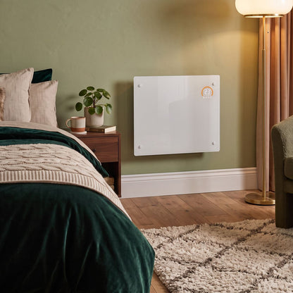 Baridi DH136 Electric Glass Panel Heater 1000W/230V - DH136 | White, 230V 50Hz, Thermostat, Tip-Over Switch | Add the heater to either the TUYA or