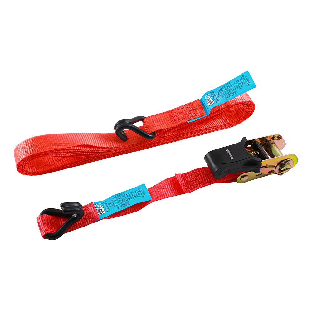 TIMCO J Hook Ratchet Straps STD 5m x 25mm Pack 2