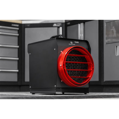 Sealey DEH10001 Industrial Fan Heater with Ducting 10kW/400V | 5000/10000W, 400V - 32A, Thermostat, Tip-Over Switch, Adjustable