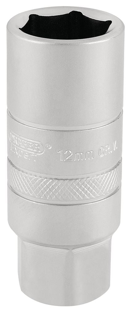 Draper 12MM SPARK PLUG SCKT 3/8D-PCKD 16776 3/8" Sq. Dr. Spark Plug Sockets (Micro Satin Chrome)
