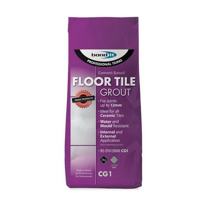 Bond It Floor Tile Grout Grey 3kg Cement Based Wall & Floor Joint Filler CG1