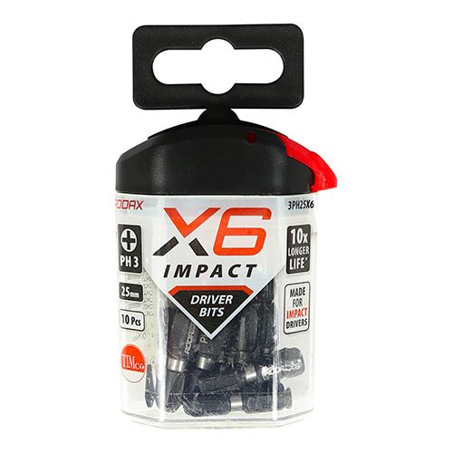 TIMCO X6 Impact Phillips Driver Bit No.3 x 25 Pack 10