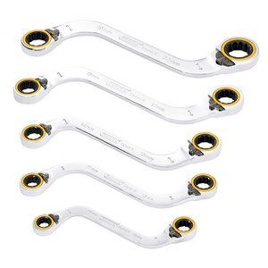 Draper 5PC S RATCHET SPANNER SET 03947 HI-TORQÂ® Double Ring Ratchet S-Shape Spanner Set (5 Piece)