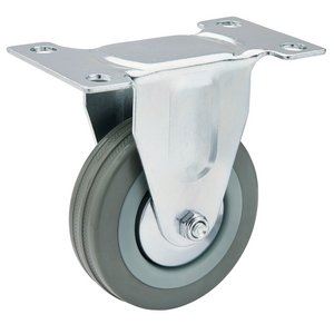 Draper RUBBER CASTOR FIXED-75MM DIA 65477 Rubber Wheeled Fixed Plate Castors