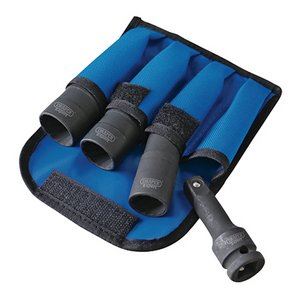 Draper 4PC WHEEL NUT DOUBLE SOCKETS 09539 1/2" Sq. Dr. Wheel Nut Double Impact Socket Kit (4 Piece)