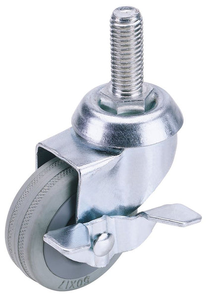 Draper RUBBER CAST.BOLT/BK.-50MM DIA 65471 Rubber Wheeled Swivel Bolt Castors with Brake