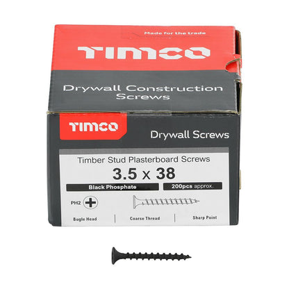 TIMCO Drywall Screw PH2 Coarse Black 3.5 x 38 Black Pack 200