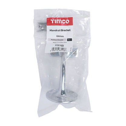 TIMCO Handrail Bracket Pol. Chrome 64mm Pack 1