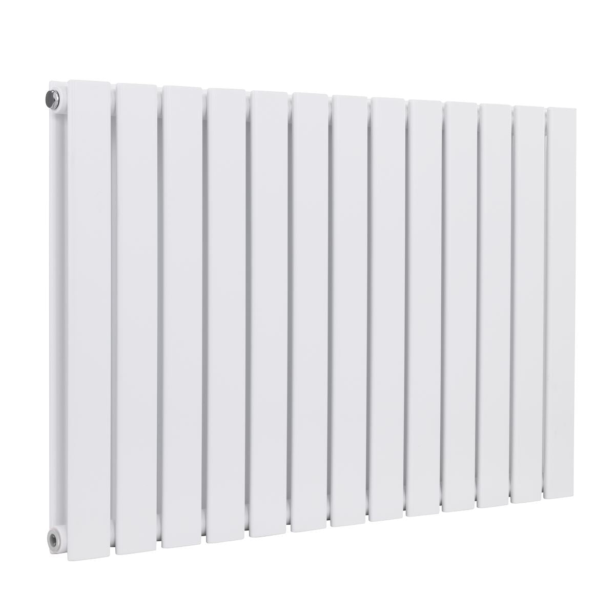 Baridi DH351 Horizontal Radiator Contemporary Double Flat Panel Design 600 x 910mm - White | Steel | Horizontal flat panel design delivers a BTU