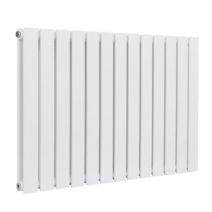 Baridi DH351 Horizontal Radiator Contemporary Double Flat Panel Design 600 x 910mm - White | Steel | Horizontal flat panel design delivers a BTU