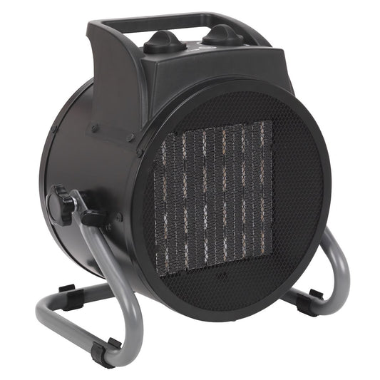 Sealey PEH3001 Industrial PTC Fan Heater 3000W/230V | 10,000Btu/hr, 1500/3000W, 230V - 16A, Thermostat | Features PTC heat conducting ceramic elements