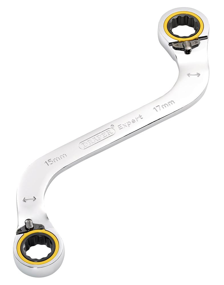 Draper 15X17MM S RATCHET SPAN 03945 HI-TORQÂ® Double Ring Ratchet S-Shape Spanners