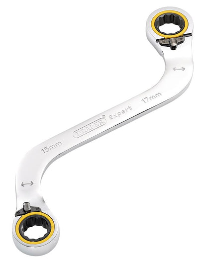 Draper 15X17MM S RATCHET SPAN 03945 HI-TORQÂ® Double Ring Ratchet S-Shape Spanners