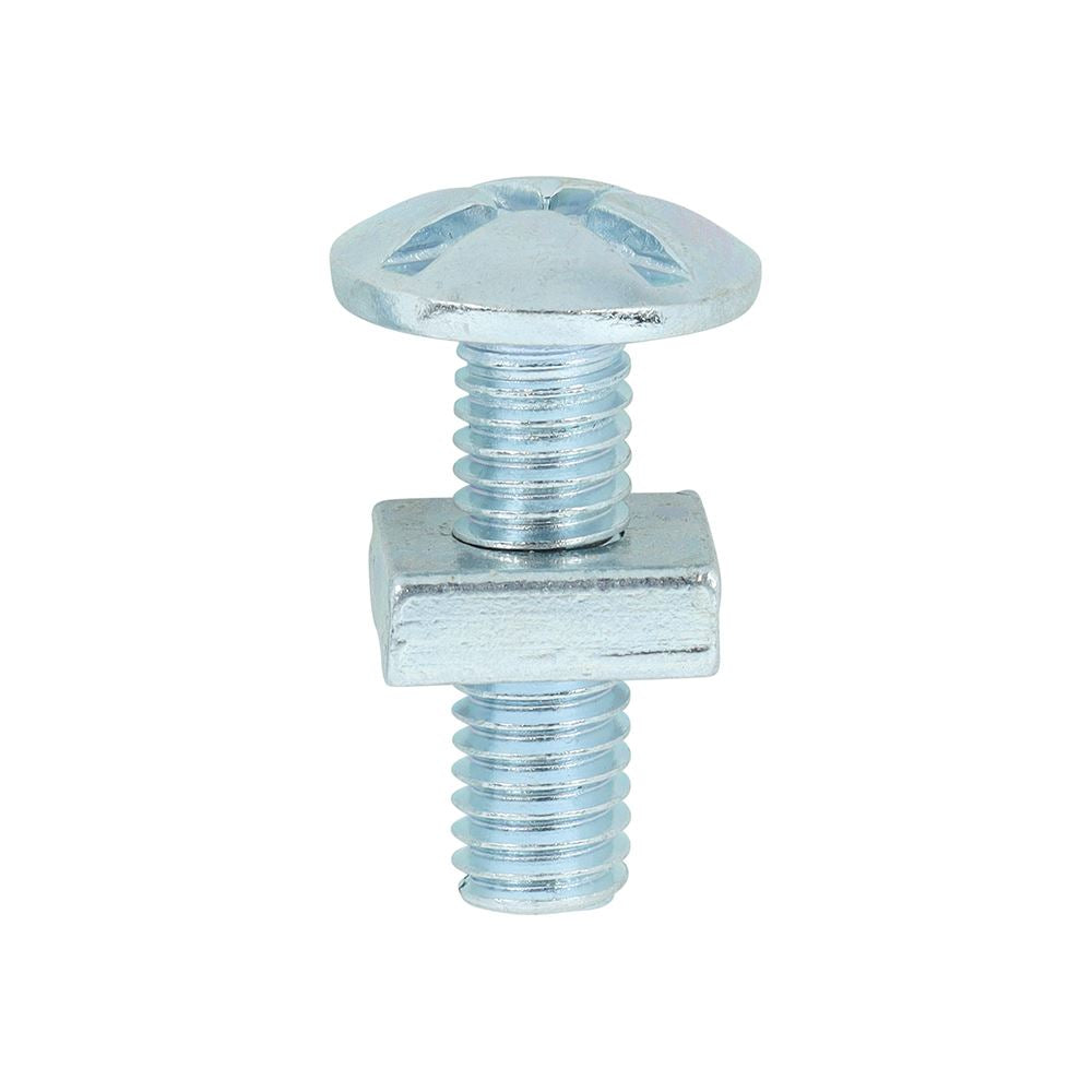 TIMCO Roofing Bolt & SQ Nut Zinc M6 x 20 Silver Pack 200