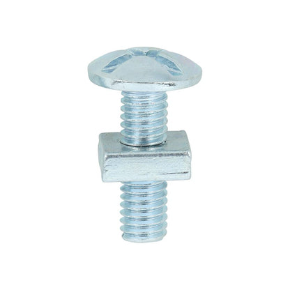 TIMCO Roofing Bolt & SQ Nut Zinc M6 x 20 Silver Pack 200
