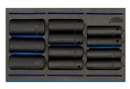 Draper 11PC IMPACT 1/2 SOCKET SET 63483 1/2" Sq. Dr. Deep Impact Socket Set in 1/4 Drawer EVA Insert Tray (11 Piece)
