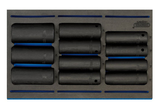 63483 Draper HI-TORQ Metric Deep Impact Socket Set in EVA Drawer Insert Tray, 1/2 Sq 1/2 Drawer EVA Insert Professional Trade DIY Workshop Garage Us