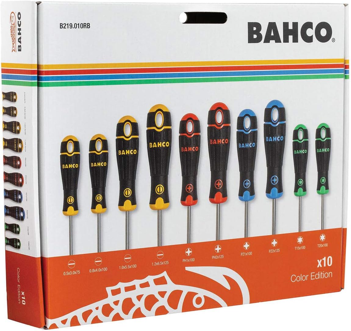 Bahco B219.010RB BahcoFit Coloured Handle Screwdriver Set, 10 Piece