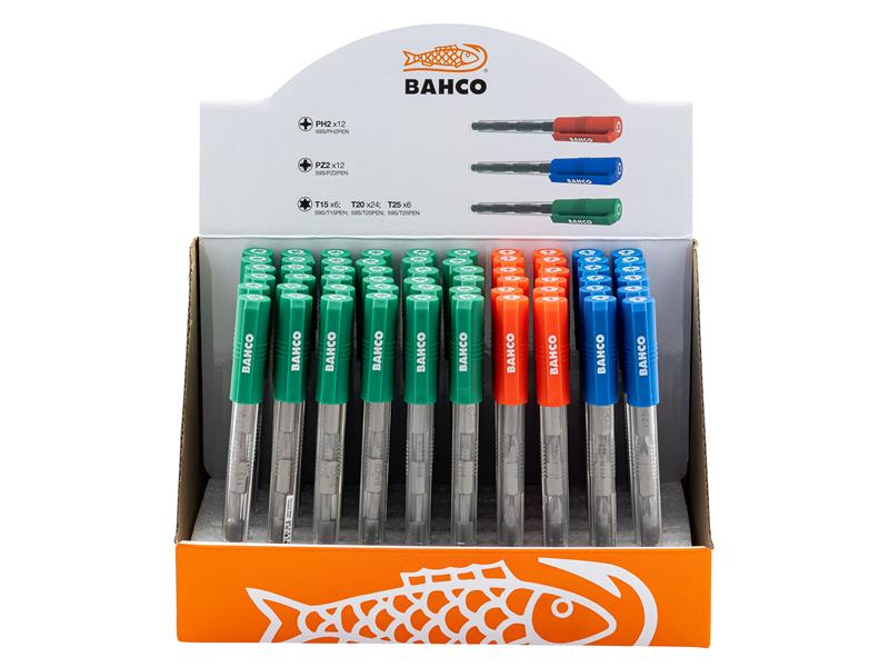 Bahco 59S/60PEN/DISP Screwdriver Bit Pen Display, 60 Piece