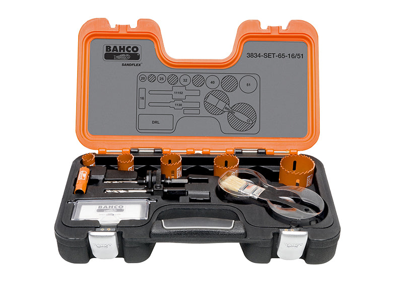 Bahco 3834-SET-65-16/51 Professional Holesaw Set 3834 16/51 Sizes: 16-51mm