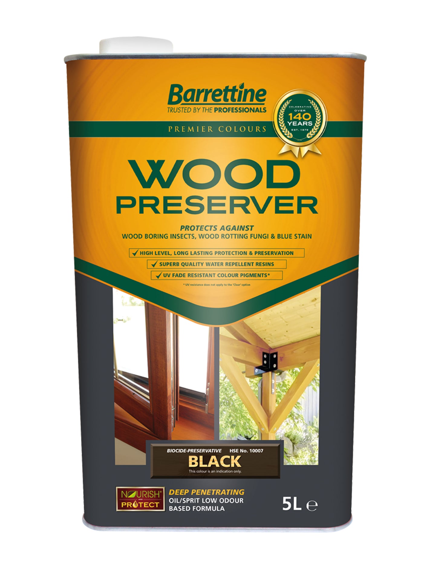 5L Wood Preserver Black Barrettine PREMIER Wood Preserver stain treatment protection exterior