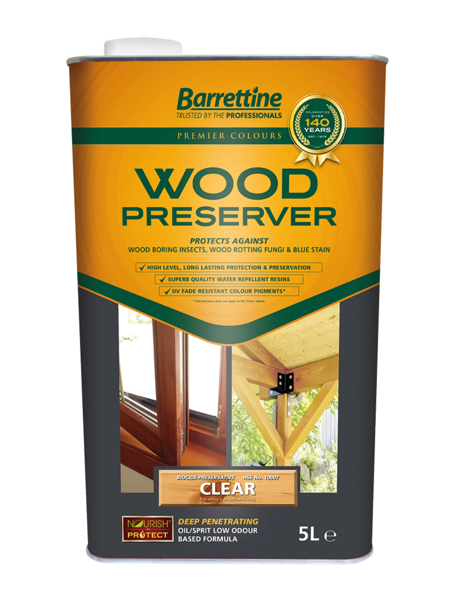 5L Wood Preserver Clear Barrettine PREMIER Wood Preserver stain treatment protection exterior