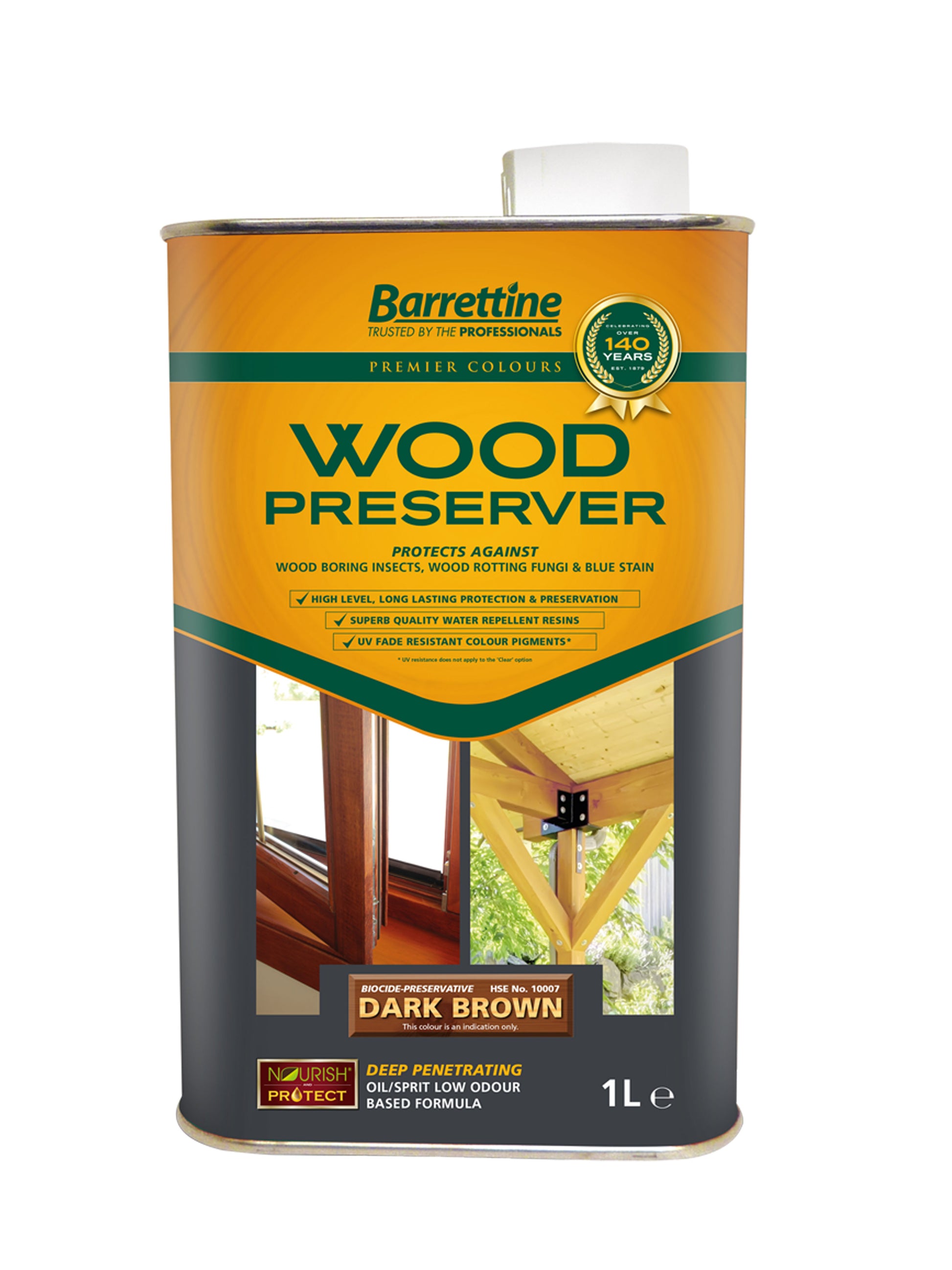 1L Wood Preserver Dark Brown Barrettine PREMIER Wood Preserver stain treatment protection exterior