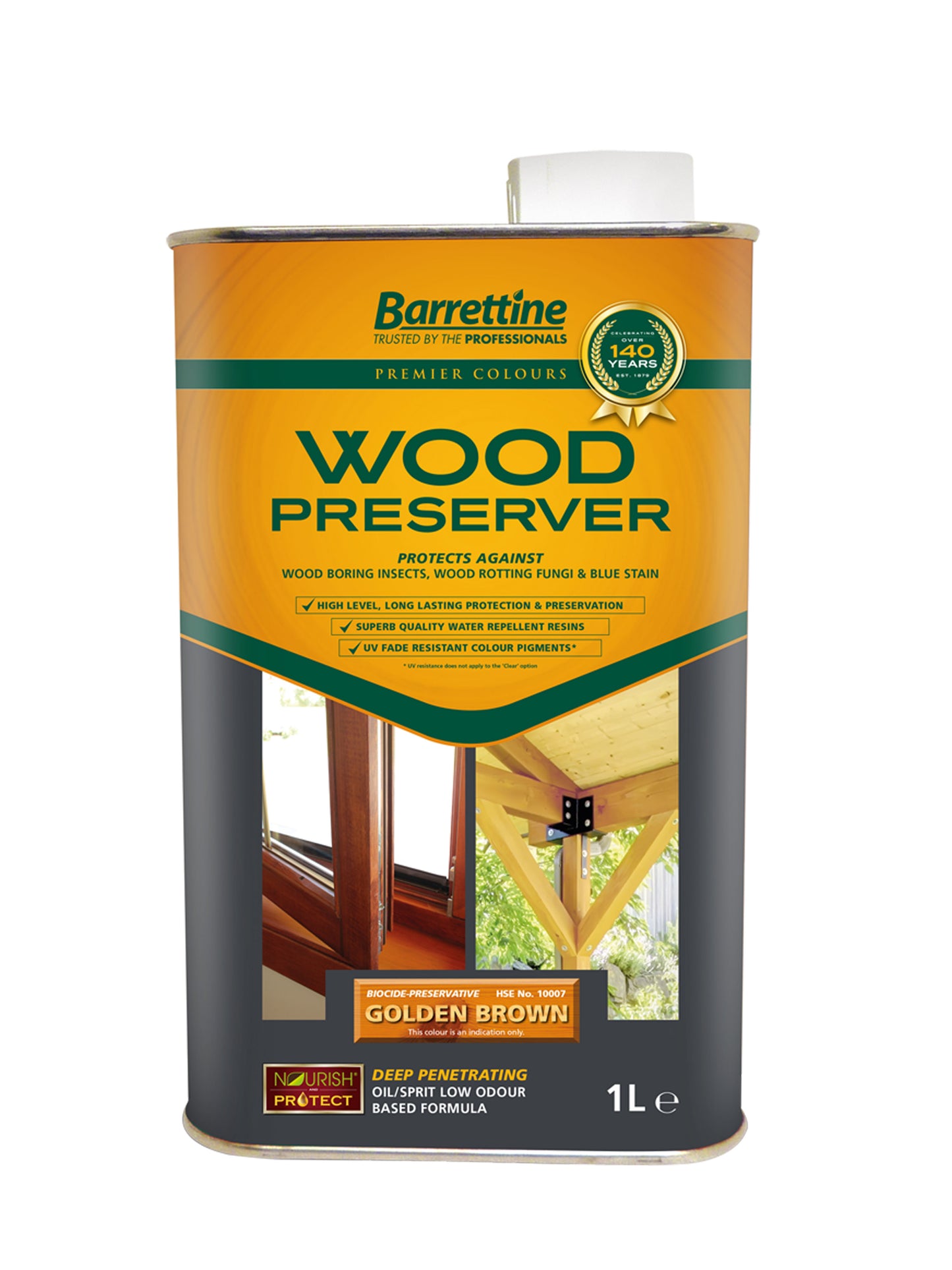 1L Wood Preserver Golden Brown Barrettine PREMIER Wood Preserver stain treatment protection exterior