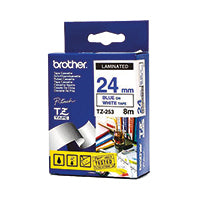Brother Tz253 24Mm Blue/White Tape