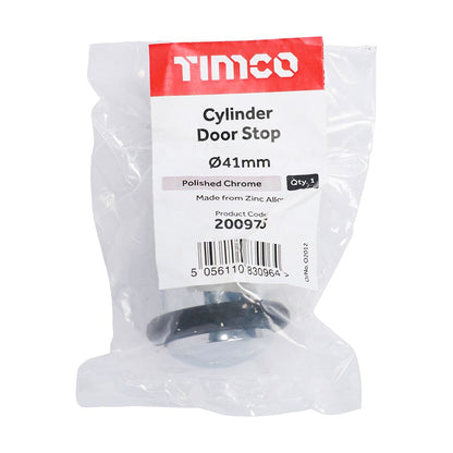 TIMCO Cylinder Door Stop Pol. Chrome 41mm Pack 1