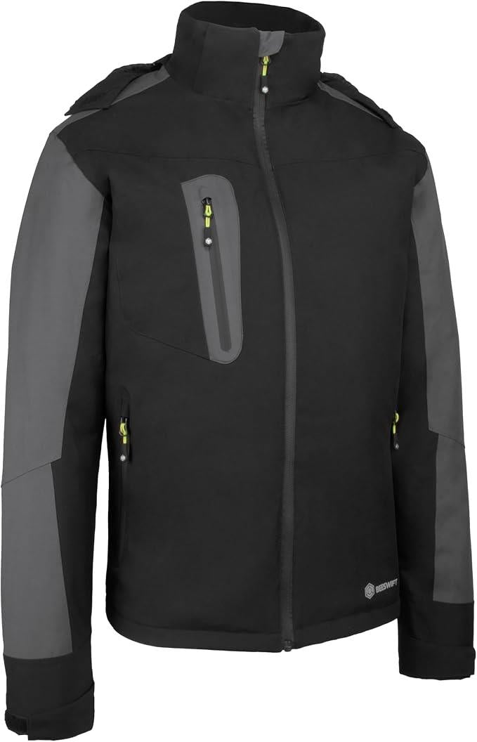 Beeswift Pembroke Padded Rain Jacket Black Grey EN343 Water Resistant Workwear Sizes S-5XL