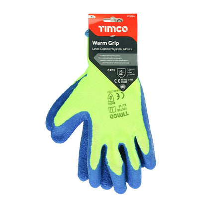 TIMCO Warm Grip Glove Latex Crinkle X Large Pack 1