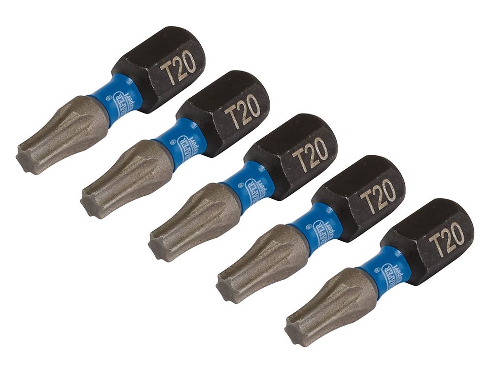 Draper T20X25MM IMPACT S/D BIT 5PK 05493 TX-STARÂ® Impact Screwdriver Bits, 1/4" Hex