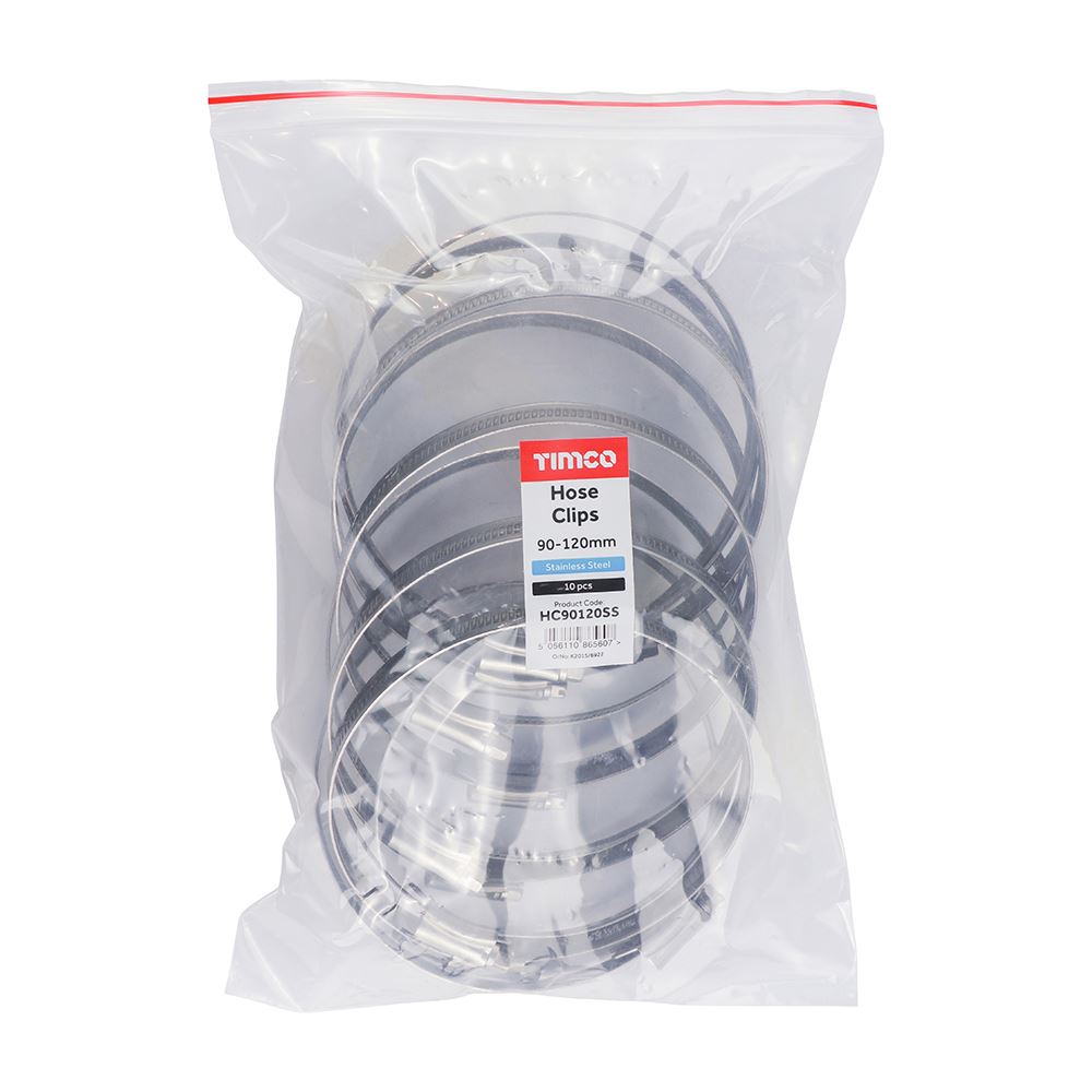 TIMCO Hose Clips - Stainless Steel 90-120mm Pack 10