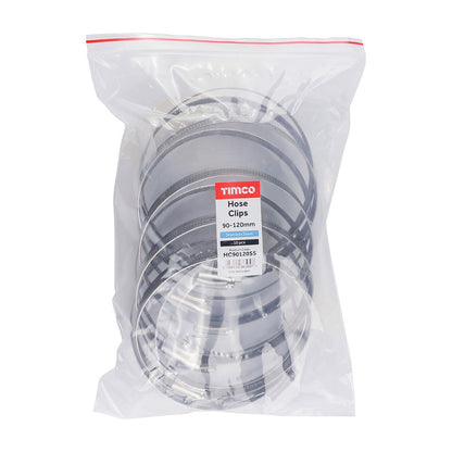 TIMCO Hose Clips - Stainless Steel 90-120mm Pack 10