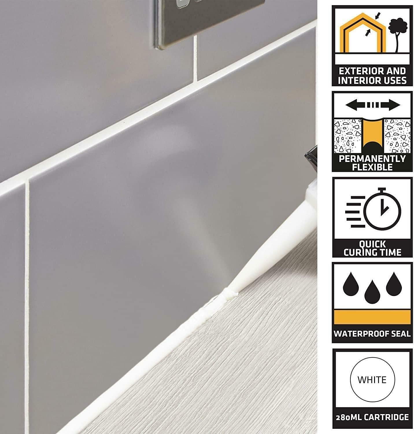 Bond It Multi-Mate All Colours 285ml Multi-Purpose Waterproof Mould Resistant Acetoxy Silicone Sealant for Kitchens Bathrooms