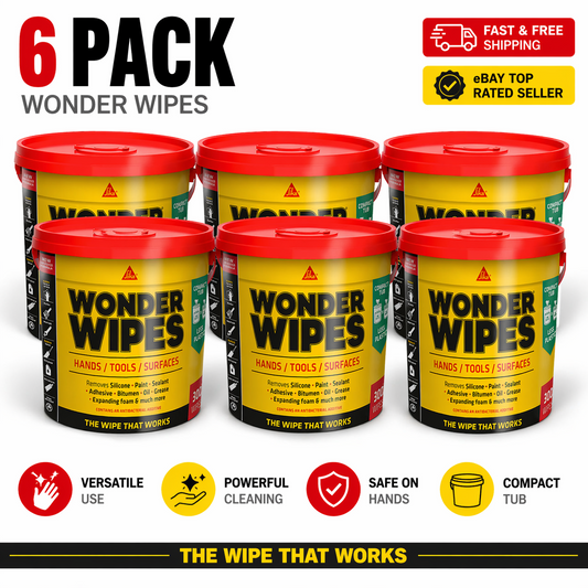 6 x Everbuild 300 Wonder Wipes Tub Multi Use Cleaning Wipes Trade Pack