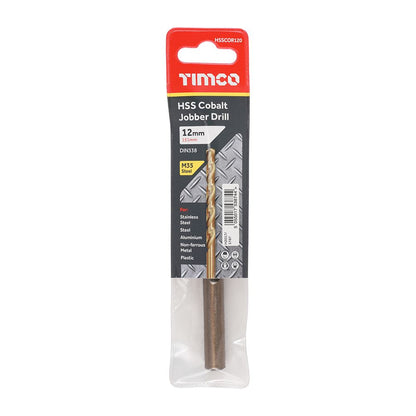 TIMCO HSS-CO Jobber Drill Bit Cobalt 12.0mm Pack 1