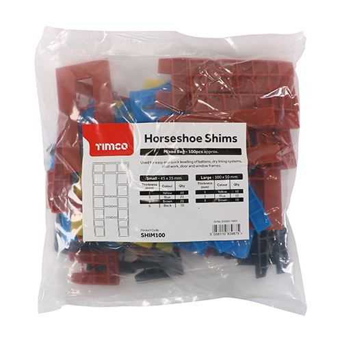 TIMCO Assorted Horseshoe Shims 1.0, 3.0, 5.0, 6.0mm Pack 100
