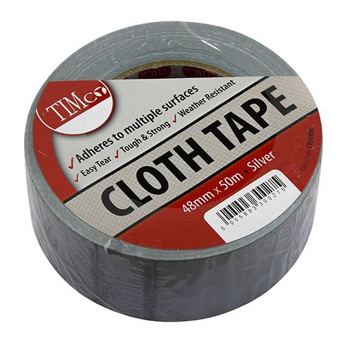 TIMCO Cloth Tape Silver Silver 50m x 48mm Pack 1.0