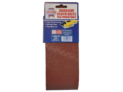 Faithfull FAIAB100610C Cloth Sanding Belt 610 x 100mm 60G (Pack of 3) |