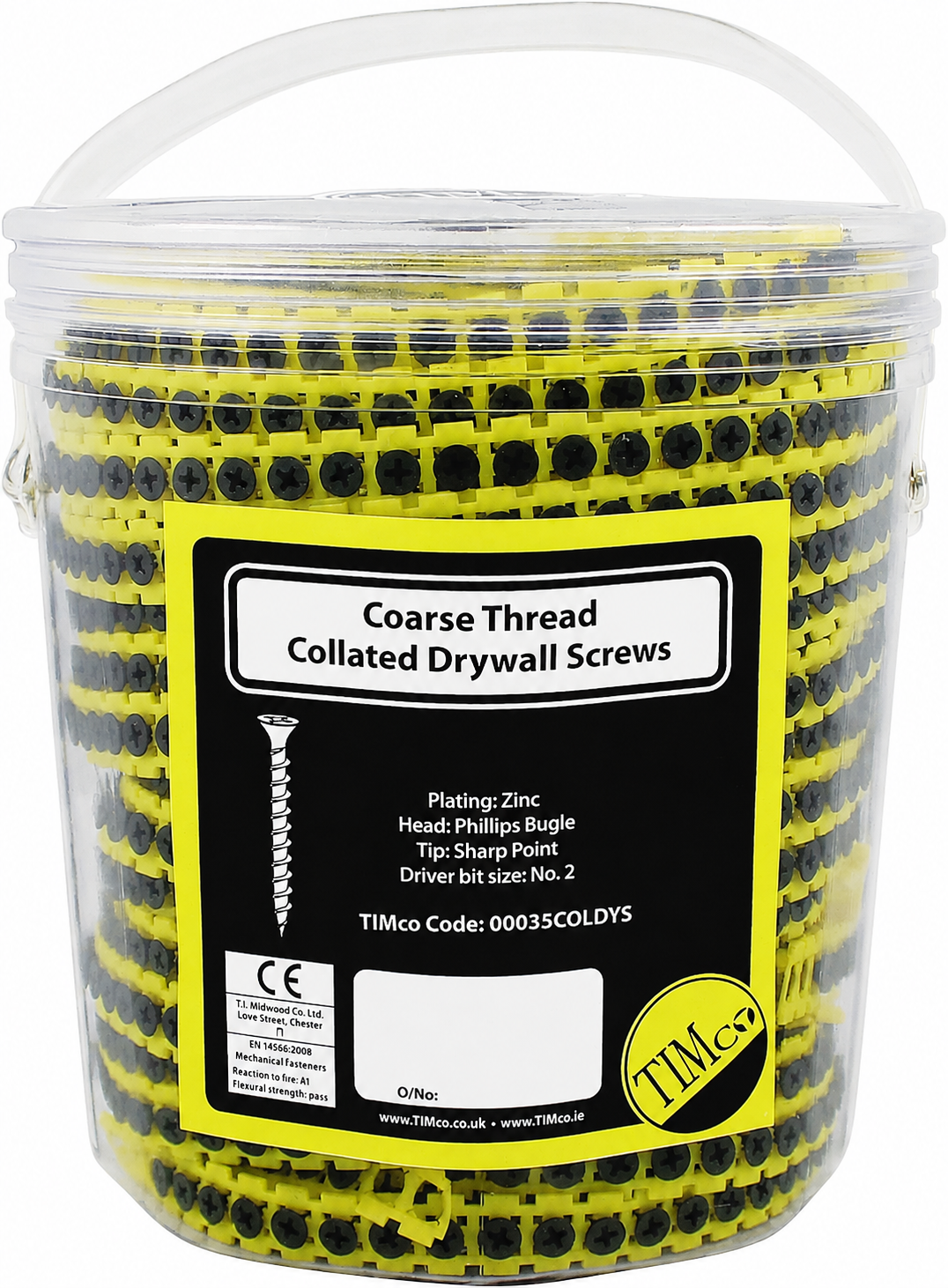TIMCO Collated Drywall Coarse Thread Bugle Head Black Screws - 3.5 x 35 Tub OF 1000 - 00035CDRYTUB