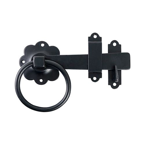 TIMCO Ring Gate Latch - Plain Black 6" Black Pack 1