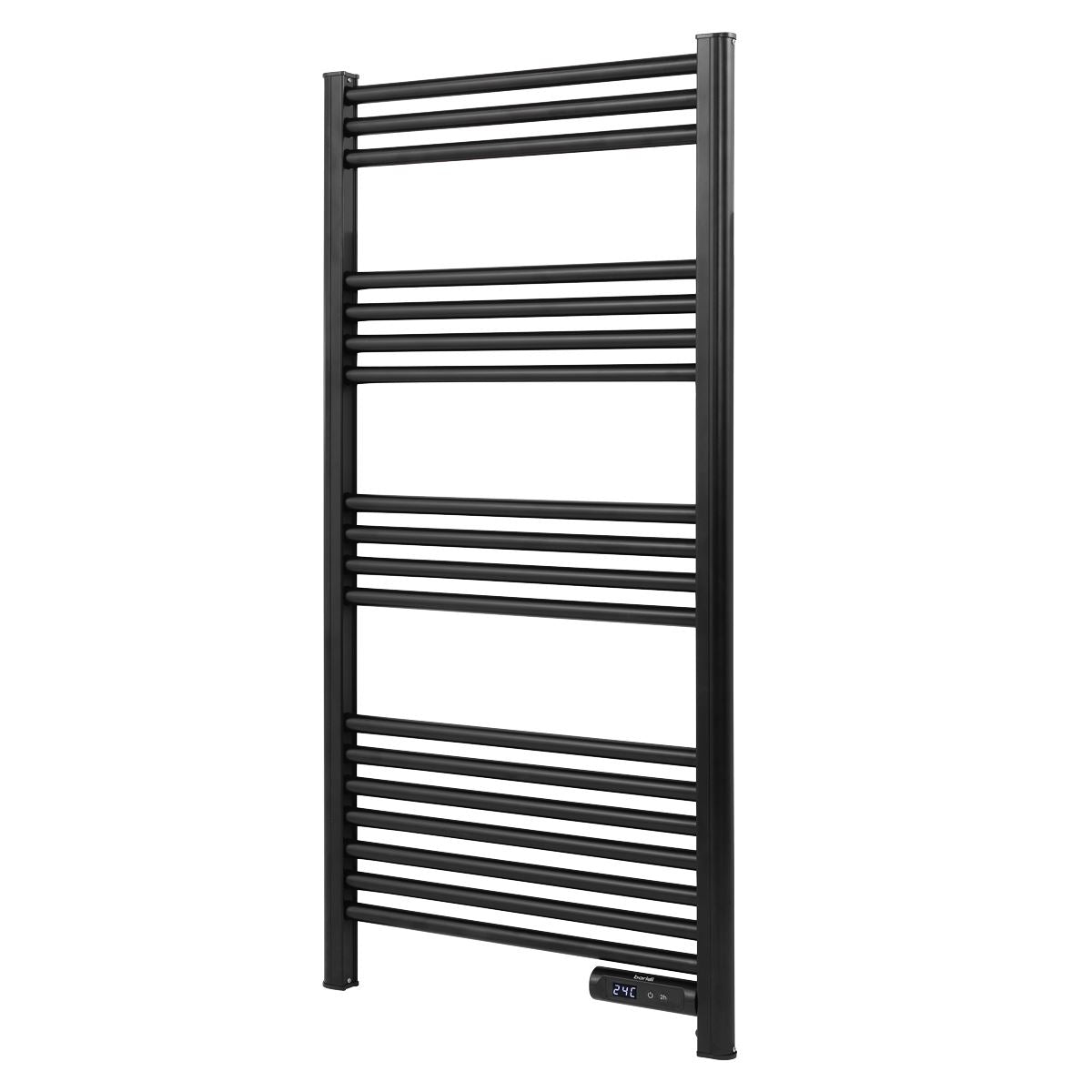 Baridi DH371 Electric Heated Towel Rail 1085 x 535mm with LED Display - Black | 425W, 230V - 50HZ, Overheat Protection | LED temperature display.