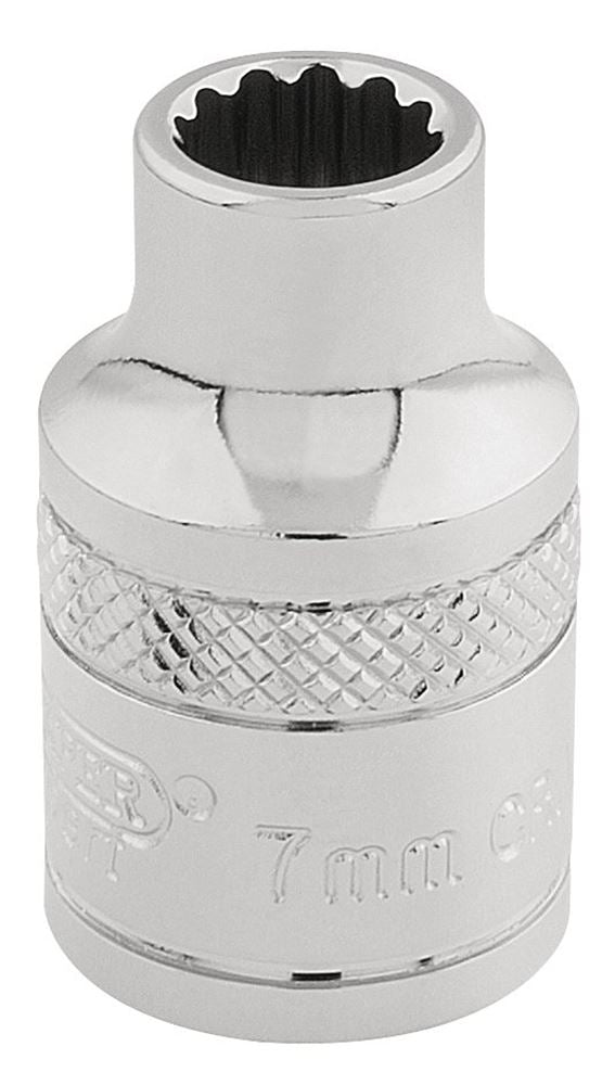 Draper 7MM 12POINT SOCKET 3/8DR-PCKD 32767 3/8" Sq. Dr. Metric Sockets (Polished Chrome)